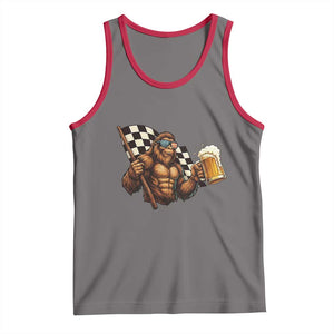 Funny Bigfoot Tank Top Sasquatch Drinking Beer Racing Car TS14 Deep Heather Red Print Your Wear