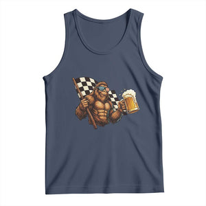 Funny Bigfoot Tank Top Sasquatch Drinking Beer Racing Car TS14 Navy Print Your Wear