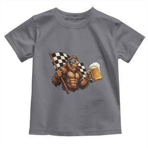Funny Bigfoot Toddler T Shirt Sasquatch Drinking Beer Racing Car TS14 Charcoal Print Your Wear