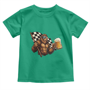 Funny Bigfoot Toddler T Shirt Sasquatch Drinking Beer Racing Car TS14 Irish Green Print Your Wear