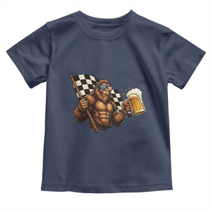 Funny Bigfoot Toddler T Shirt Sasquatch Drinking Beer Racing Car TS14 Navy Print Your Wear