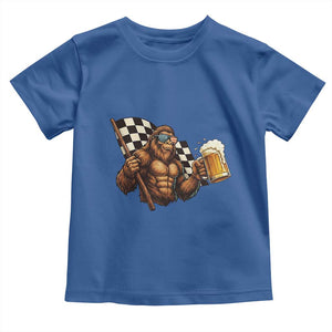 Funny Bigfoot Toddler T Shirt Sasquatch Drinking Beer Racing Car TS14 Royal Blue Print Your Wear