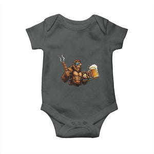 Funny Bigfoot BBQ Party Baby Onesie Sasquatch Drinking Beer Celebrate Championship TS14 Dark Heather Print Your Wear