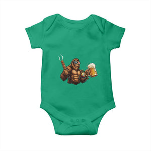 Funny Bigfoot BBQ Party Baby Onesie Sasquatch Drinking Beer Celebrate Championship TS14 Irish Green Print Your Wear