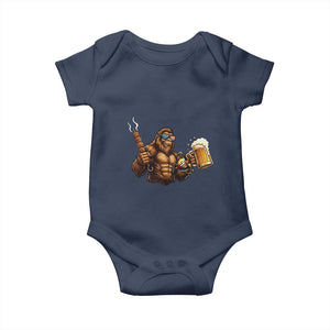 Funny Bigfoot BBQ Party Baby Onesie Sasquatch Drinking Beer Celebrate Championship TS14 Navy Print Your Wear