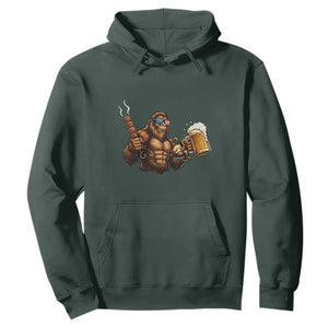 Funny Bigfoot BBQ Party Hoodie Sasquatch Drinking Beer Celebrate Championship TS14 Dark Forest Green Print Your Wear