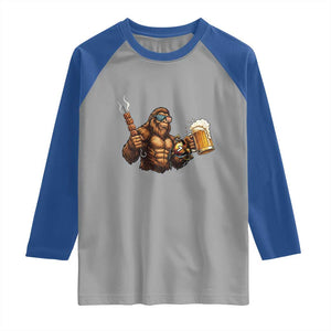 Funny Bigfoot BBQ Party Raglan Shirt Sasquatch Drinking Beer Celebrate Championship TS14 Sport Gray Royal Print Your Wear