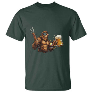 Funny Bigfoot BBQ Party T Shirt Sasquatch Drinking Beer Celebrate Championship TS14 Dark Forest Green Print Your Wear