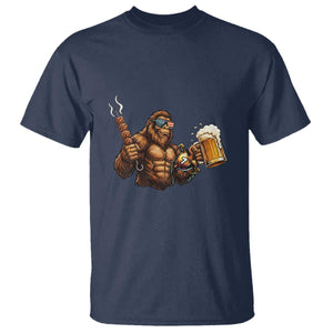 Funny Bigfoot BBQ Party T Shirt Sasquatch Drinking Beer Celebrate Championship TS14 Navy Print Your Wear