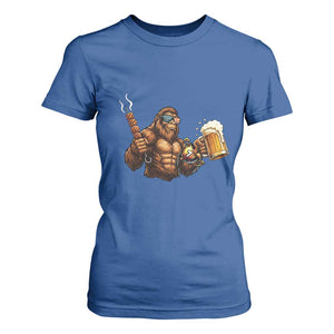 Funny Bigfoot BBQ Party T Shirt For Women Sasquatch Drinking Beer Celebrate Championship TS14 Royal Blue Print Your Wear
