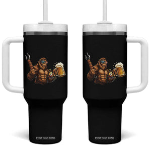 Funny Bigfoot BBQ Party Tumbler With Handle Sasquatch Drinking Beer Celebrate Championship TS14 One Size: 40 oz Black Print Your Wear