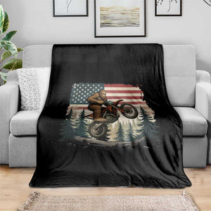 Bigfoot Dirt Bike Throw Blanket Patriotic Sasquatch American Flag TS14 Print Your Wear