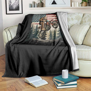 Bigfoot Dirt Bike Throw Blanket Patriotic Sasquatch American Flag TS14 Print Your Wear