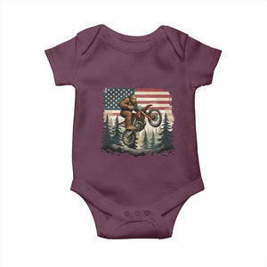 Bigfoot Dirt Bike Baby Onesie Patriotic Sasquatch American Flag TS14 Maroon Print Your Wear