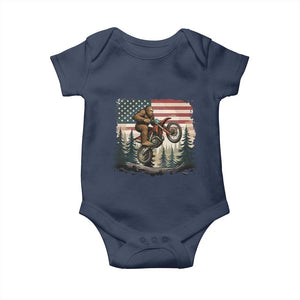 Bigfoot Dirt Bike Baby Onesie Patriotic Sasquatch American Flag TS14 Navy Print Your Wear