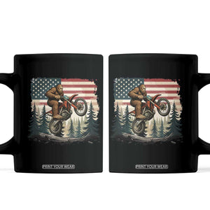 Bigfoot Dirt Bike Coffee Mug Patriotic Sasquatch American Flag TS14 Black Print Your Wear
