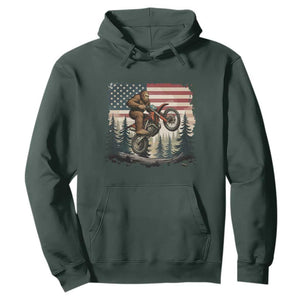 Bigfoot Dirt Bike Hoodie Patriotic Sasquatch American Flag TS14 Dark Forest Green Print Your Wear