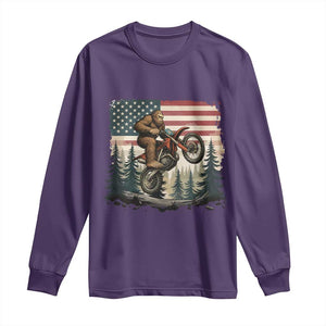 Bigfoot Dirt Bike Long Sleeve Shirt Patriotic Sasquatch American Flag TS14 Purple Print Your Wear