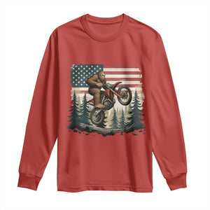 Bigfoot Dirt Bike Long Sleeve Shirt Patriotic Sasquatch American Flag TS14 Red Print Your Wear