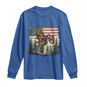 Bigfoot Dirt Bike Long Sleeve Shirt Patriotic Sasquatch American Flag TS14 Royal Blue Print Your Wear