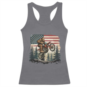 Bigfoot Dirt Bike Racerback Tank Top Patriotic Sasquatch American Flag TS14 Charcoal Print Your Wear