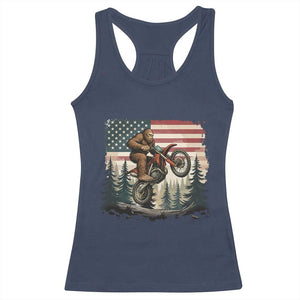 Bigfoot Dirt Bike Racerback Tank Top Patriotic Sasquatch American Flag TS14 Navy Print Your Wear