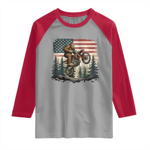 Bigfoot Dirt Bike Raglan Shirt Patriotic Sasquatch American Flag TS14 Sport Gray Red Print Your Wear