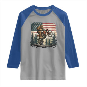 Bigfoot Dirt Bike Raglan Shirt Patriotic Sasquatch American Flag TS14 Sport Gray Royal Print Your Wear