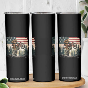 Bigfoot Dirt Bike Skinny Tumbler Patriotic Sasquatch American Flag TS14 Print Your Wear