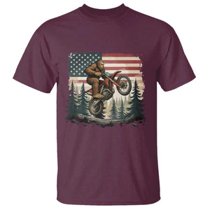 Bigfoot Dirt Bike T Shirt Patriotic Sasquatch American Flag TS14 Maroon Print Your Wear