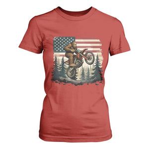 Bigfoot Dirt Bike T Shirt For Women Patriotic Sasquatch American Flag TS14 Red Print Your Wear