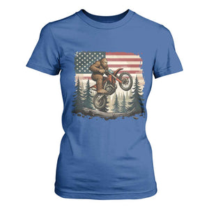 Bigfoot Dirt Bike T Shirt For Women Patriotic Sasquatch American Flag TS14 Royal Blue Print Your Wear