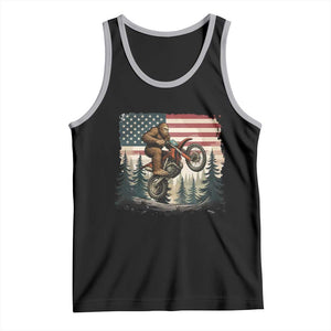 Bigfoot Dirt Bike Tank Top Patriotic Sasquatch American Flag TS14 Black Athletic Heather Print Your Wear