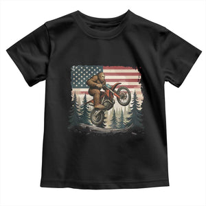Bigfoot Dirt Bike Toddler T Shirt Patriotic Sasquatch American Flag TS14 Black Print Your Wear