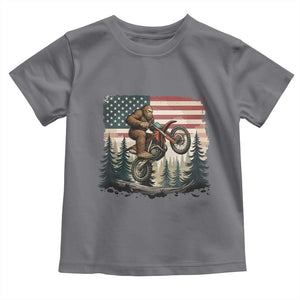 Bigfoot Dirt Bike Toddler T Shirt Patriotic Sasquatch American Flag TS14 Charcoal Print Your Wear