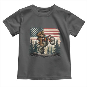 Bigfoot Dirt Bike Toddler T Shirt Patriotic Sasquatch American Flag TS14 Dark Heather Print Your Wear