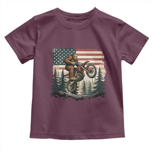 Bigfoot Dirt Bike Toddler T Shirt Patriotic Sasquatch American Flag TS14 Maroon Print Your Wear