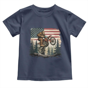 Bigfoot Dirt Bike Toddler T Shirt Patriotic Sasquatch American Flag TS14 Navy Print Your Wear