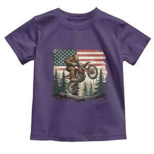 Bigfoot Dirt Bike Toddler T Shirt Patriotic Sasquatch American Flag TS14 Purple Print Your Wear