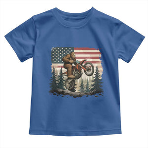 Bigfoot Dirt Bike Toddler T Shirt Patriotic Sasquatch American Flag TS14 Royal Blue Print Your Wear