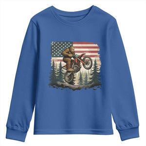 Bigfoot Dirt Bike Youth Sweatshirt Patriotic Sasquatch American Flag TS14 Royal Blue Print Your Wear
