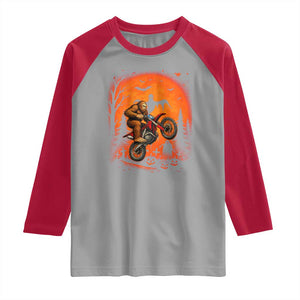 Bigfoot Dirt Bike Raglan Shirt Sasquatch Halloween Creepy Biker TS14 Sport Gray Red Print Your Wear