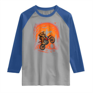 Bigfoot Dirt Bike Raglan Shirt Sasquatch Halloween Creepy Biker TS14 Sport Gray Royal Print Your Wear
