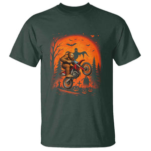 Bigfoot Dirt Bike T Shirt Sasquatch Halloween Creepy Biker TS14 Dark Forest Green Print Your Wear