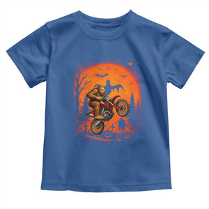 Bigfoot Dirt Bike Toddler T Shirt Sasquatch Halloween Creepy Biker TS14 Royal Blue Print Your Wear