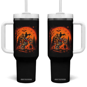 Bigfoot Dirt Bike Tumbler With Handle Sasquatch Halloween Creepy Biker TS14 One Size: 40 oz Black Print Your Wear
