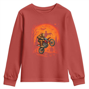 Bigfoot Dirt Bike Youth Sweatshirt Sasquatch Halloween Creepy Biker TS14 Red Print Your Wear