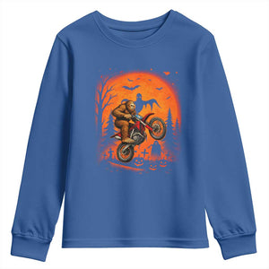 Bigfoot Dirt Bike Youth Sweatshirt Sasquatch Halloween Creepy Biker TS14 Royal Blue Print Your Wear