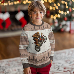 Bigfoot Dirt Bike Ugly Christmas Sweater Motocross Sasquatch Rock On Hand TS14 Mocha Mousse Print Your Wear