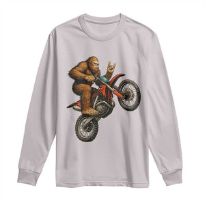 Bigfoot Dirt Bike Long Sleeve Shirt Motocross Sasquatch Rock On Hand TS14 Ice Gray Print Your Wear